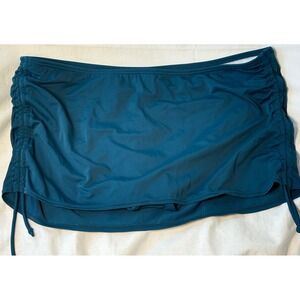 Victorias Secret Teal Blue Ruched Side Drawstring Swim Skirt Bikini Bottom XL